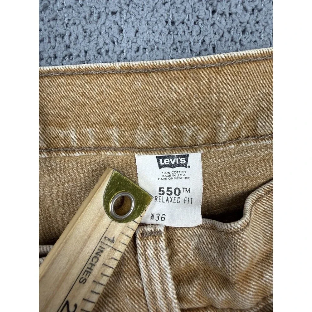 Vintage Levis Shorts Mens 36 Brown Orange Tab Relaxed Fit 550 Jorts Jean 90s USA